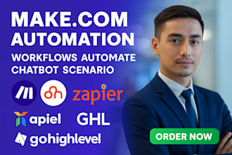 set up make com task automation make com workflow make chatbot scenario n8n ghl