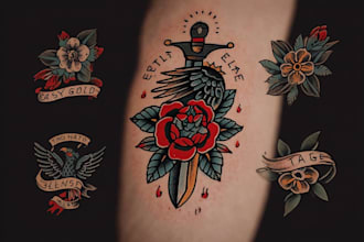 create a traditional or old school style tattoo design