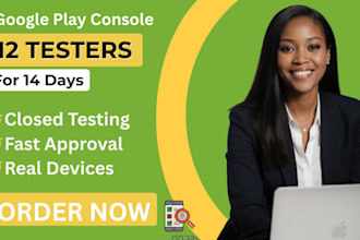 provide 12 or 20 real tester for google play closed testing app testing console