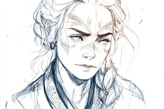 draw freehand digital scribble sketch, line art
