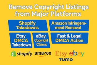 remove copyright listing product to shopify,ebay,etsy,alibaba,walmart,under dmca