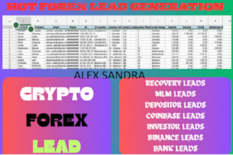 generate HQ live forex leads, investor leads, crypto leads any targeting country