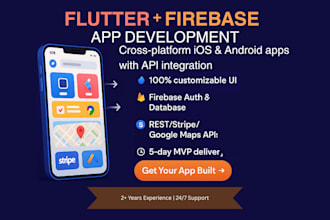 develop a flutter app with firebase and apis fast delivery