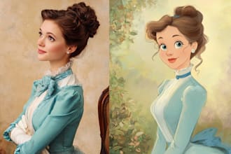 draw a magical illustration, cartoon, and portrait illustration in disney style