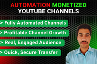 provide automation monetised youtube channels with good audience
