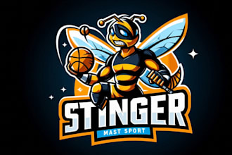 design stinger mascot sport logo with unlimited revision