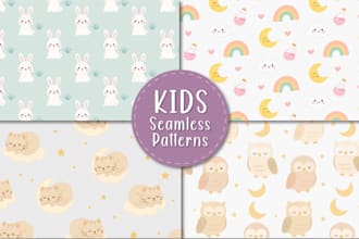 make seamless pattern designs for kid babies textiles