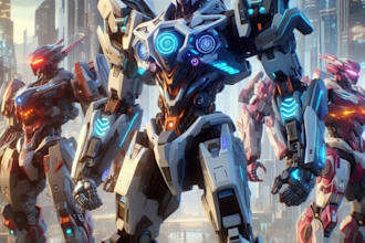 make a desing a unique mecha illustration art style
