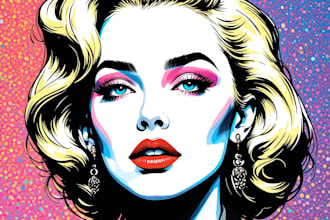 draw custom vintage, pop art, and retro comic illustration