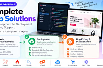 develop your custom website using PHP, laravel, ci with hosting support