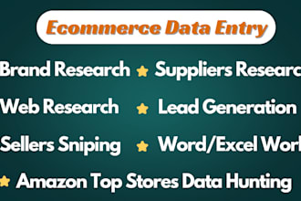 data entry, data research, ecommerce leads and web research