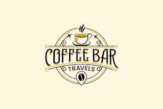 design coffee bar travels logo