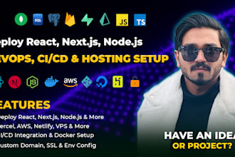 devops ci cd deploy react nextjs and any website to vercel AWS any vps hosting