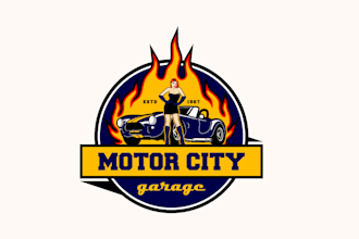 design beautiful sport car, fire car, lady car vintage logo