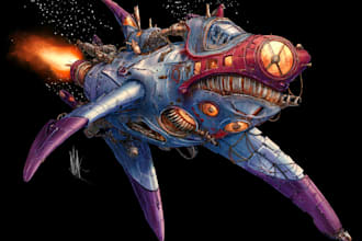 draw custom spaceship sci fi steampunk nft