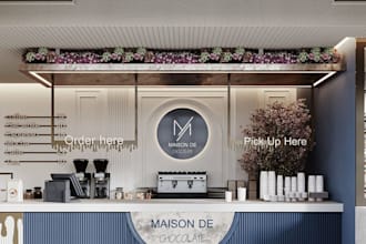 do interior design of restaurant, cafe, bedroom, bathroom, kitchen, living,