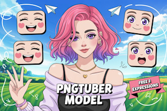 draw custom pngtuber character design for steaming twitch in vtuber anime style
