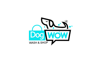 design future dog wow bold fun pet center logo