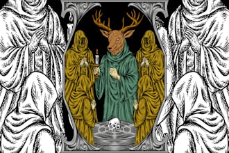 draw dark art illustration with engraving style