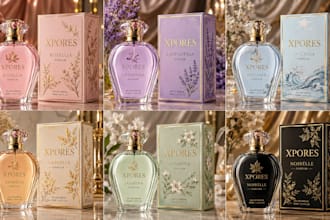design luxury perfume logo and packaging with cosmetic label