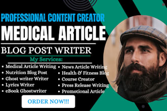 write medical article website blog post health and fitness blog nutrition ebook