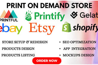 set up hot selling print on demand and digital products on etsy shopify printify