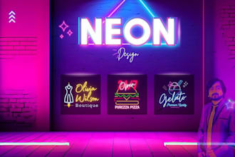 design a custom neon sign board with a realistic glowing