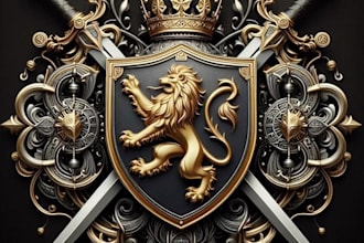 design a luxurious heraldic coat of arms, family crest, or royal logo