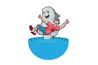 design artwork fish holding man logo