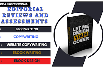 provide editorial reviews and assessments for your book or ebook