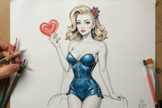 create an illustration of a pin up girl for you
