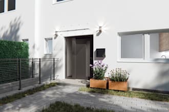 renovate facade cozy apartment floorplan layout, fix roof, play room, cgi render