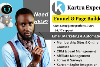 build your complete kartra system, funnels, email automation, CRM, and more
