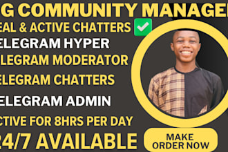 be your crypto telegram group community manager or admin with 30 chatters team
