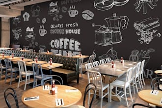 create unique and eye catching cafe wall doodle art