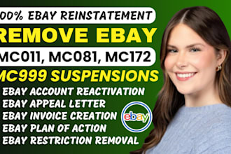 reinstate suspended ebay account, remove mc011, mc081, and mc999 suspension