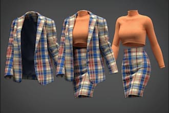 make 3d fashion design, 3d clothing,360 degree animation