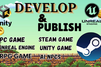 develop and publish unity game development steam pc game, unreal engine game