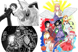 draw a traditional ink illustration and send you a high resolution scan