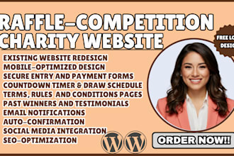 raffle website giveaway website competition website charity raffle landing page