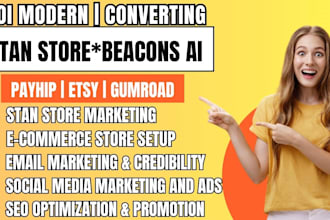 set up etsy shop, stan store with digital products to sell, stan store marketing