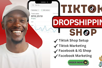 setup and optimize tiktok shop, facebook, instagram shop, do product research