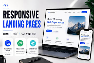 build a responsive HTML CSS tailwind CSS landing page
