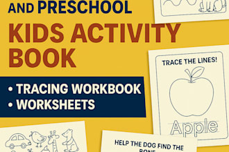 create KDP kindergarten and preschool kids activity book, tracing workbook