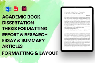 thesis formatting dissertation editng apa mla paper research, reports, journal