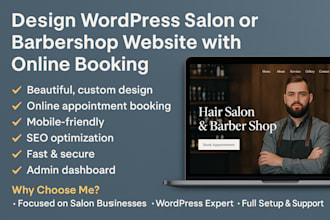 design a wordpress salon or barbershop website with online booking