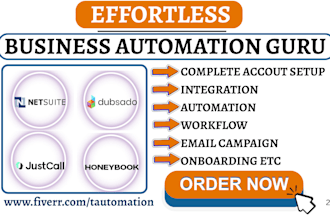 do netsuite justcall automation dubsado honeybook gohighlevel zapier integration