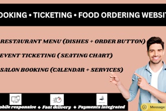 create a booking, event ticketing, or food ordering website for your business