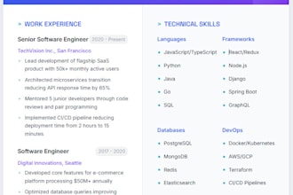 design a tech resume template for developers, engineers, and IT professionals
