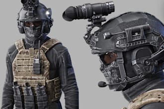 conceptual 3d modular character,soldier model,3d dayz, texture, ue5 rig, cosplay